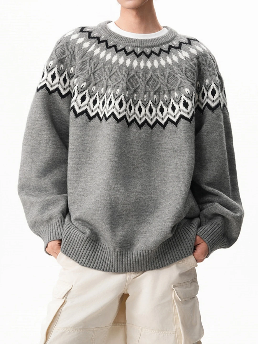 Американский вязаный свитер Fair Isle с круглым вырезом для мужчин, осенне-зимний, модный, в стиле Lazy Sle, высококачественный, универсальный базовый слой, трикотаж.
Американский вязаный свитер Fair Isle с круглым вырезом для мужчин, осенне-зимний, модный, в стиле Lazy Sle, высококачественный, универсальный базовый слой, трикотаж.