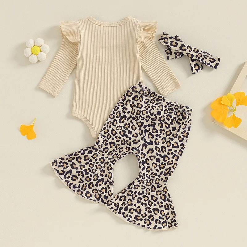 Baby Girls 3 Piece Outfits Newborn Ribbed Long Sleeve Round Neck Romper and Leopard Print Flared Pants Headband
Baby Girls 3 Piece Outfits Newborn Ribbed Long Sleeve Round Neck Romper and Leopard Print Flared Pants Headband