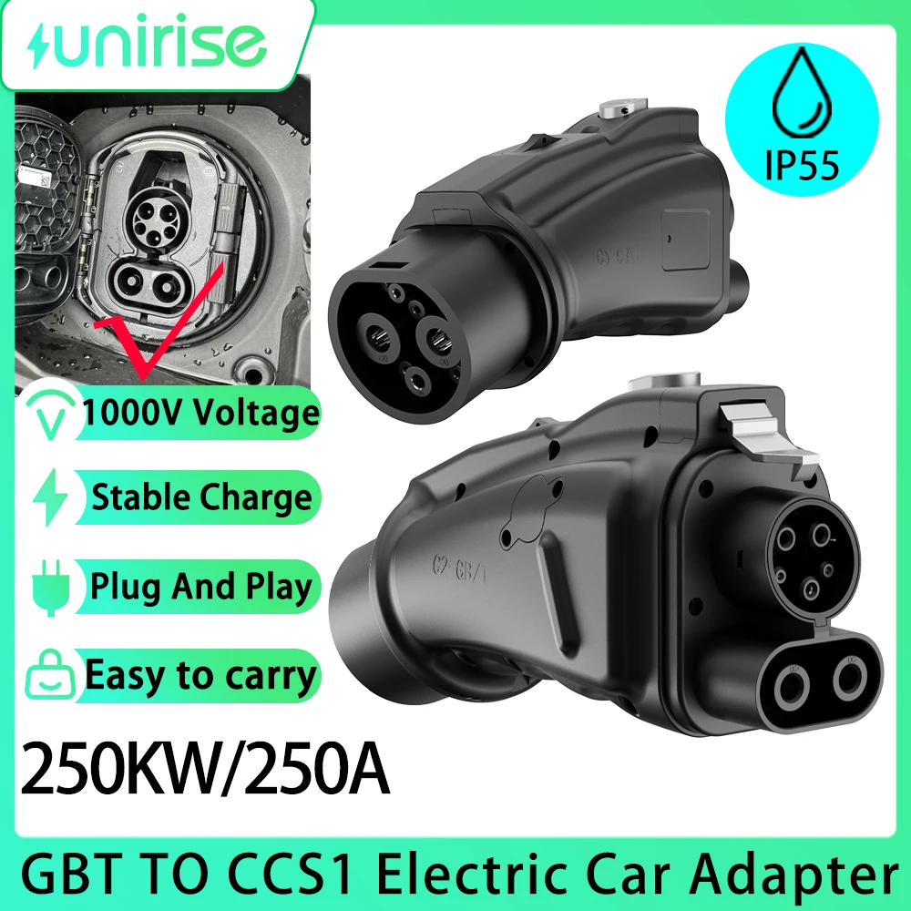 Unirise GBT to CCS1 Adapter 250A 1000V EV Converter GB/T to J1772 Charging Connector For Ford Chevrolet (250KW DC Fast Charger)
Unirise GBT to CCS1 Adapter 250A 1000V EV Converter GB/T to J1772 Charging Connector For Ford Chevrolet (250KW DC Fast Charger)
