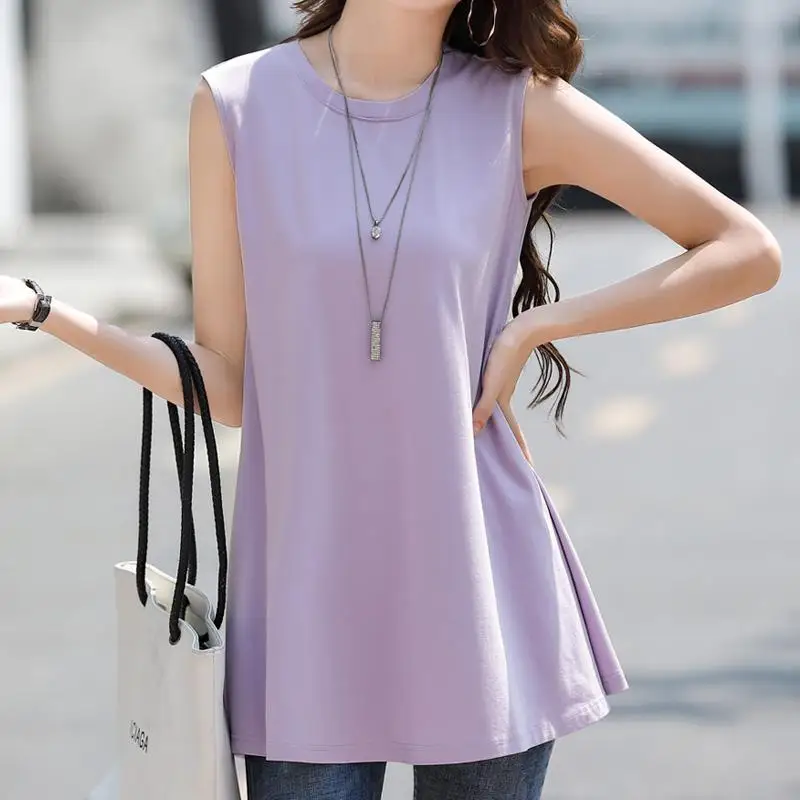 Summer Thin Round Neck Loose Pullovers Simplicity Solid T-Shirts Comfortable Sports Sleeveless Fashion Casual Women's Clothing
Summer Thin Round Neck Loose Pullovers Simplicity Solid T-Shirts Comfortable Sports Sleeveless Fashion Casual Women's Clothing