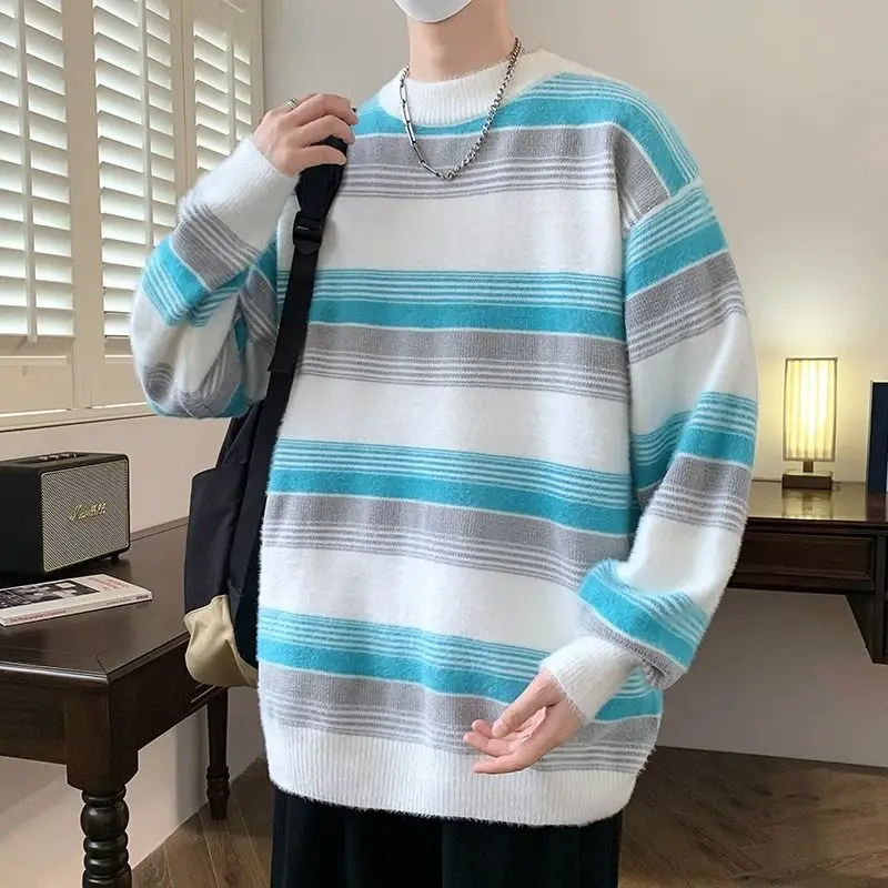 New Winter Round Neck Thick Mens Sweaters Casual High Quality Warm Slim Striped Sweaters Pullover Men Casual Loose Knitwear Y12
New Winter Round Neck Thick Mens Sweaters Casual High Quality Warm Slim Striped Sweaters Pullover Men Casual Loose Knitwear Y12
