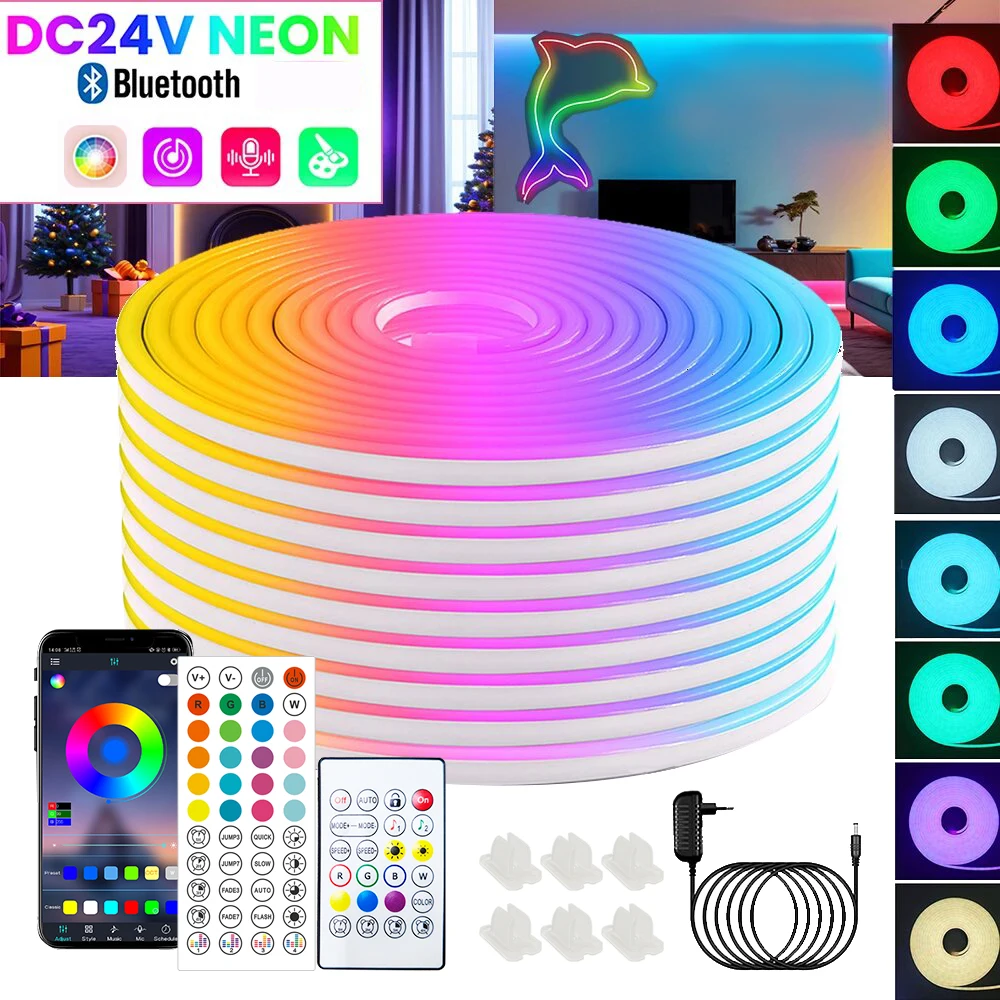 24V Neon RGB LED Strip Lights 100FT Waterproof With Remote Control Color Changing Flexible Rope Tape for Home Party Wedding Deco
24V Neon RGB LED Strip Lights 100FT Waterproof With Remote Control Color Changing Flexible Rope Tape for Home Party Wedding Deco