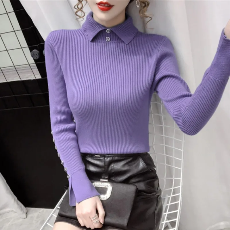Slim Knitted Pullovers Jumper 2022 Fashion Women Winter Polo Collar Button Flare Long Sleeve Casual Pullover Sweater
Slim Knitted Pullovers Jumper 2022 Fashion Women Winter Polo Collar Button Flare Long Sleeve Casual Pullover Sweater