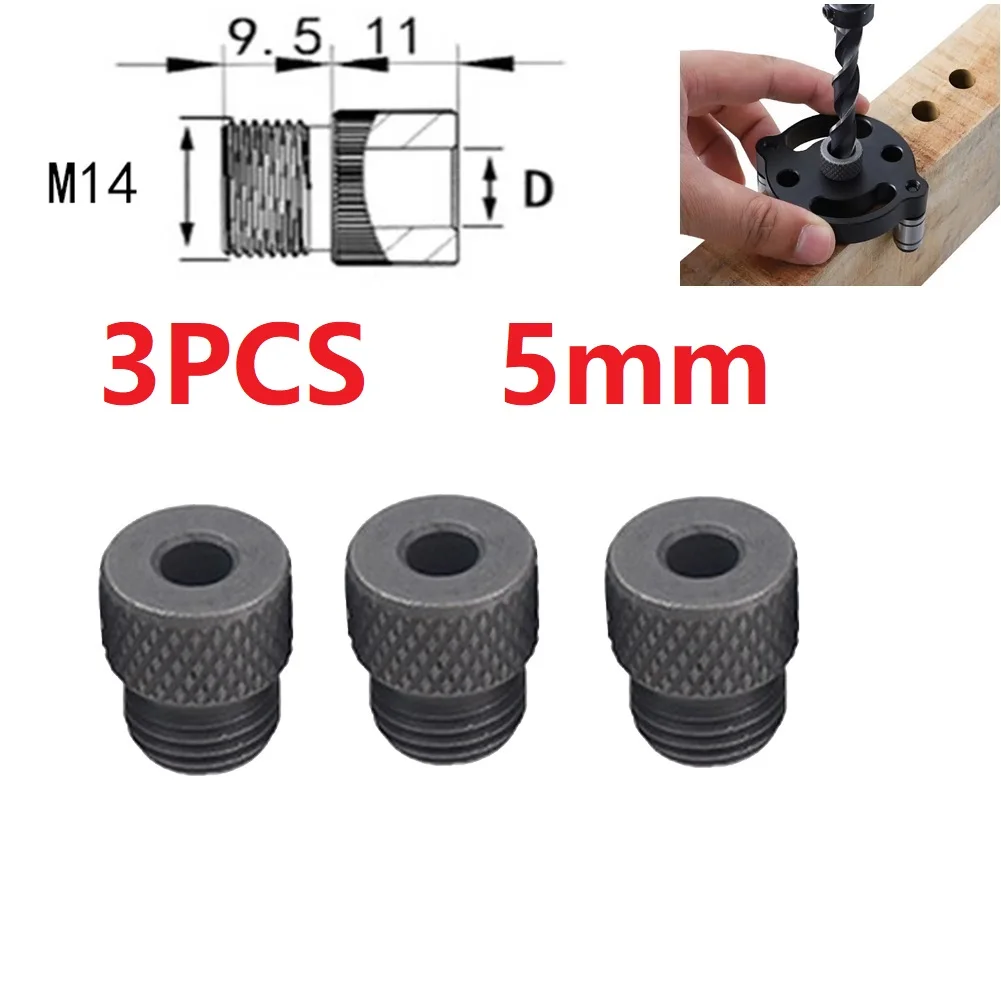 3PCS For M14 Thread 5mm Drill Chuck Sleeves for Dowelling Jig Wood Drill Guide Locator for Accurate Hole Punching 
3PCS For M14 Thread 5mm Drill Chuck Sleeves for Dowelling Jig Wood Drill Guide Locator for Accurate Hole Punching