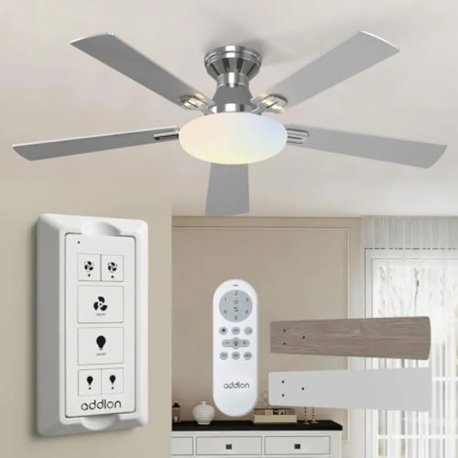 Ceiling Fans with Lights 52 inch Flush Mount Ceiling fan with Remote Control Wall Remote Reversible 3CCT Dimmable Noiseless DC
Ceiling Fans with Lights 52 inch Flush Mount Ceiling fan with Remote Control Wall Remote Reversible 3CCT Dimmable Noiseless DC