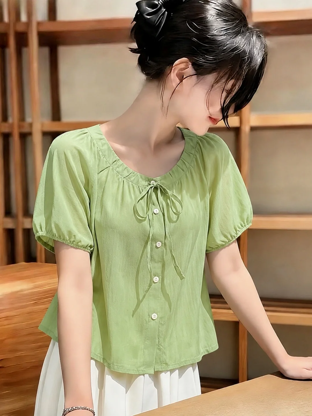 Elegant Korean Style Short Sleeve Shirt Women's Fashionable Chic White out Belted Summer 2026 Silk Blend Premium Quality
Elegant Korean Style Short Sleeve Shirt Women's Fashionable Chic White out Belted Summer 2026 Silk Blend Premium Quality