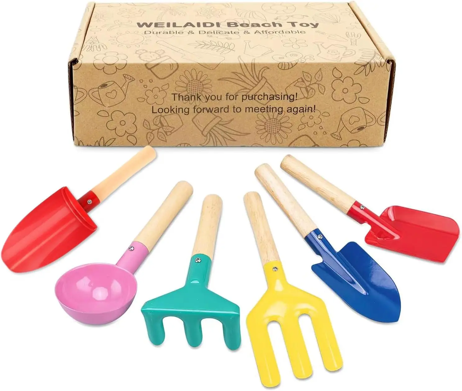 6 Pcs Metal Beach Toys for Kids, Safe Gardening Set with Wooden Handles, Includes Shovel, Rake, Fork & More
6 Pcs Metal Beach Toys for Kids, Safe Gardening Set with Wooden Handles, Includes Shovel, Rake, Fork & More
