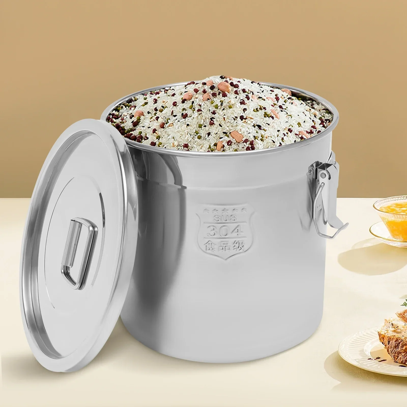Контейнер для риса большой емкости — контейнер для хранения продуктов питания из нержавеющей стали емкостью 21 л с силиконовым уплотнительным кольцом и зажимами
Контейнер для риса большой емкости — контейнер для хранения продуктов питания из нержавеющей стали емкостью 21 л с силиконовым уплотнительным кольцом и зажимами