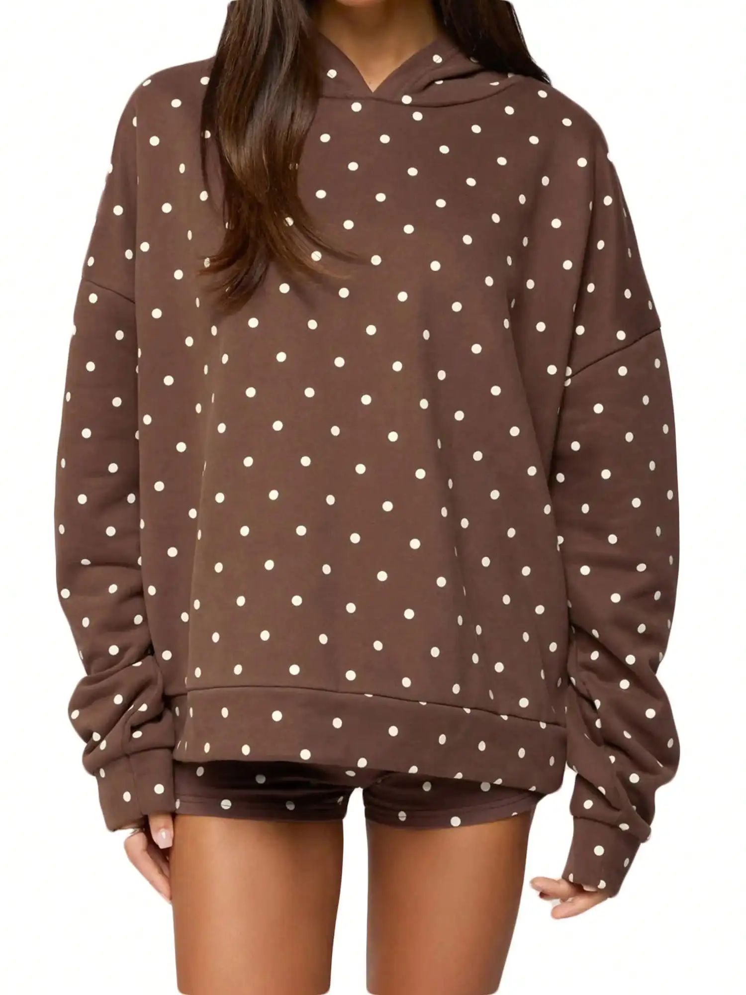 Женский комплект из худи и шорт в горошек, повседневная свободная одежда для дома с карманами
Женский комплект из худи и шорт в горошек, повседневная свободная одежда для дома с карманами