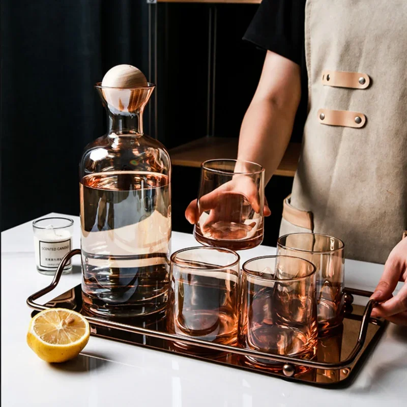 Light luxury glass cold water kettle cup set Scandinavian style caramel water jar wooden lid teapot home water dispenser
Light luxury glass cold water kettle cup set Scandinavian style caramel water jar wooden lid teapot home water dispenser