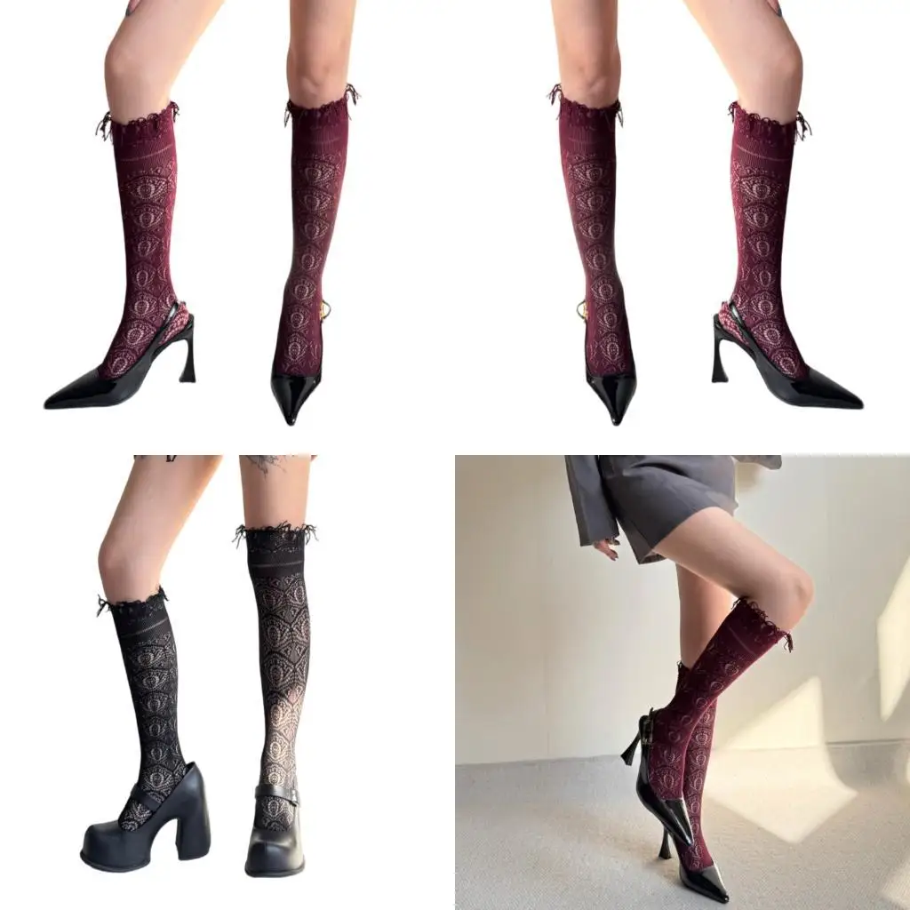 M6CD Stretchy Nylon Over Calf Long Socks Hollowout Jacquard Design Solid Color Tassels Knee Length Socks For Women
M6CD Stretchy Nylon Over Calf Long Socks Hollowout Jacquard Design Solid Color Tassels Knee Length Socks For Women