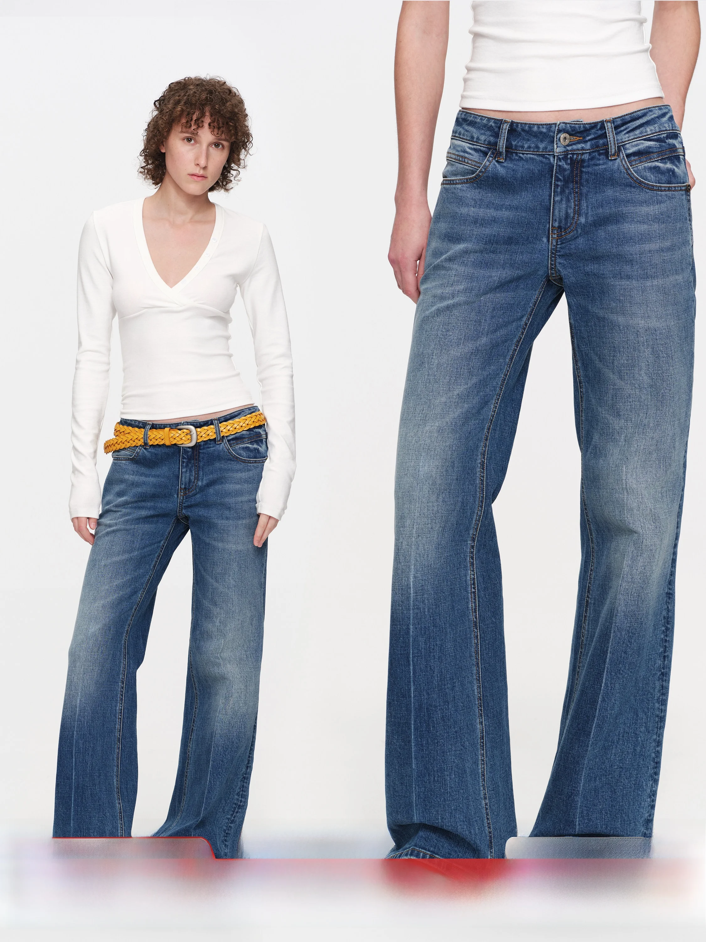 Retro Washed Faded Bell Bottom Jeans Women's mid Low Waist Summer New Wide Leg Jeans Slightly Elastic Commute Style Blue
Retro Washed Faded Bell Bottom Jeans Women's mid Low Waist Summer New Wide Leg Jeans Slightly Elastic Commute Style Blue