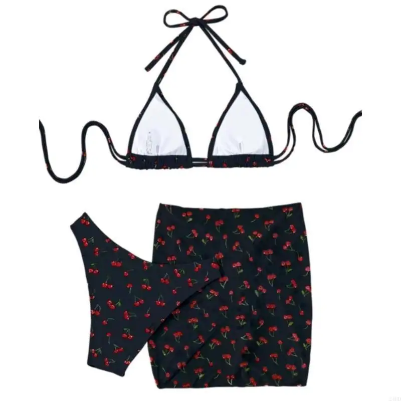 Women Fruit Print Bathing Suit with Sarong Coverup, Two Pieces Swimming Costume with Beach Wrap, Halterneck Swimwear 24BD
Women Fruit Print Bathing Suit with Sarong Coverup, Two Pieces Swimming Costume with Beach Wrap, Halterneck Swimwear 24BD