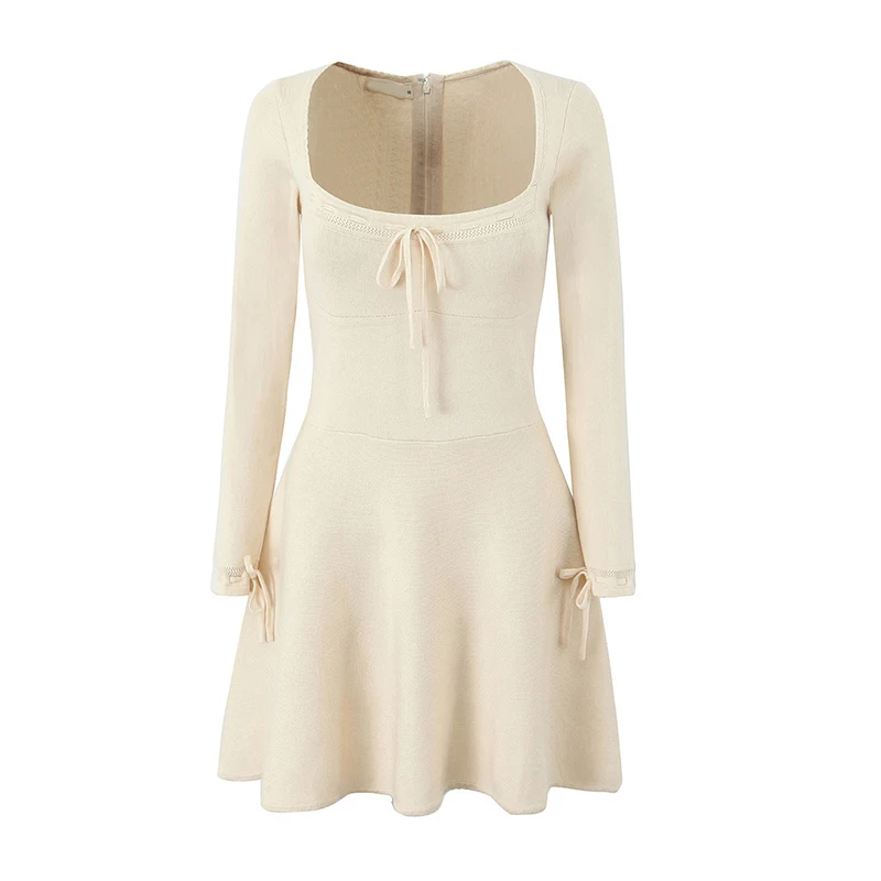 YENKYE Sexy Women High Quality Bow Square Collar Knit Dress Long Sleeve Low Waist A-line Mini Sweater Dresses Autumn Robe
YENKYE Sexy Women High Quality Bow Square Collar Knit Dress Long Sleeve Low Waist A-line Mini Sweater Dresses Autumn Robe