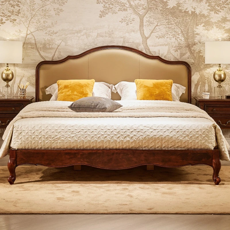 American solid wood bed North American cherry wood leather double bed
American solid wood bed North American cherry wood leather double bed