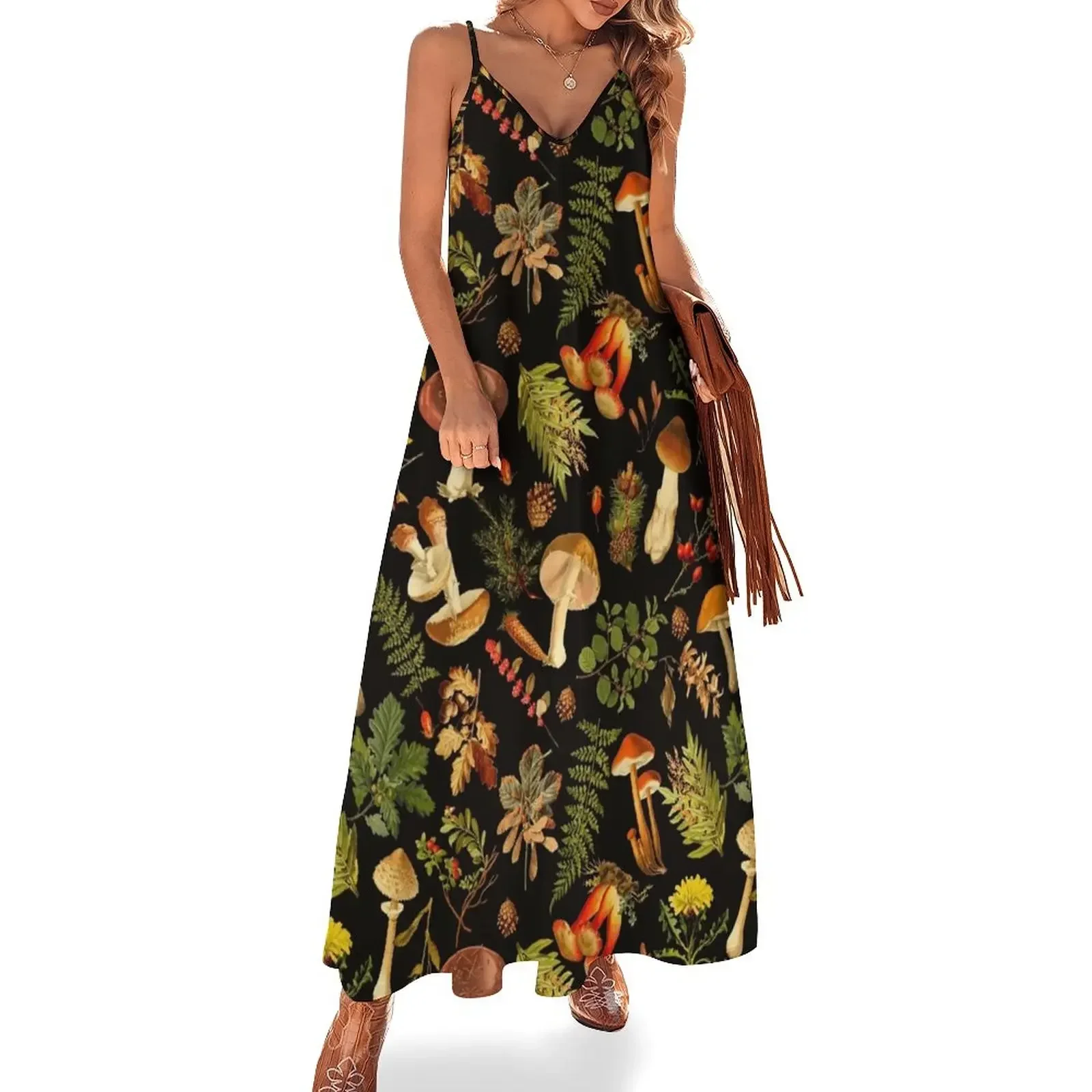 Vintage toxic mushrooms forest pattern on black Sleeveless Dress women's luxury party dress dress dresses
Vintage toxic mushrooms forest pattern on black Sleeveless Dress women's luxury party dress dress dresses