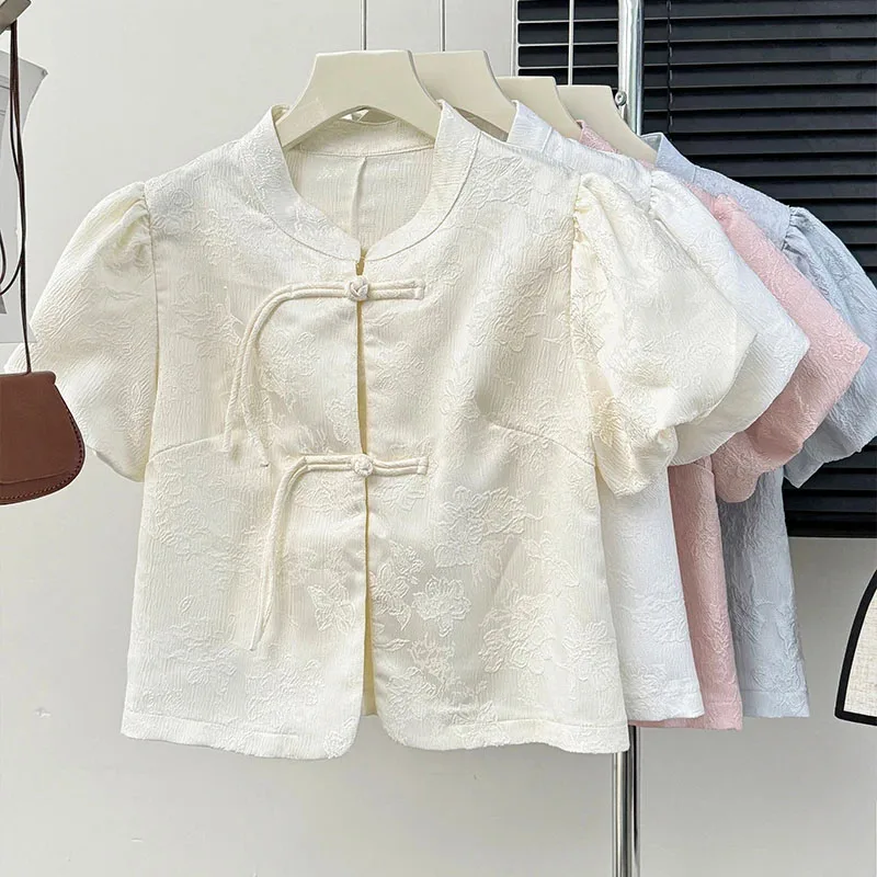 Chinese Style Women Shirts&blouses Puff Sleeve Spring Summer Stand Collar Vintage Blusas Mujer Elegant Short Camisas
Chinese Style Women Shirts&blouses Puff Sleeve Spring Summer Stand Collar Vintage Blusas Mujer Elegant Short Camisas