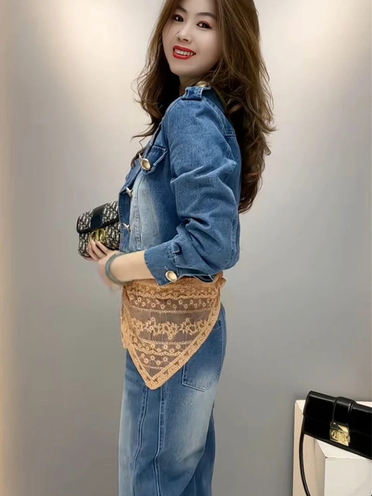 Trendy fashion temperament luxury women's two-piece set lapel short denim jacket And Jeans pants 2025 New
Trendy fashion temperament luxury women's two-piece set lapel short denim jacket And Jeans pants 2025 New