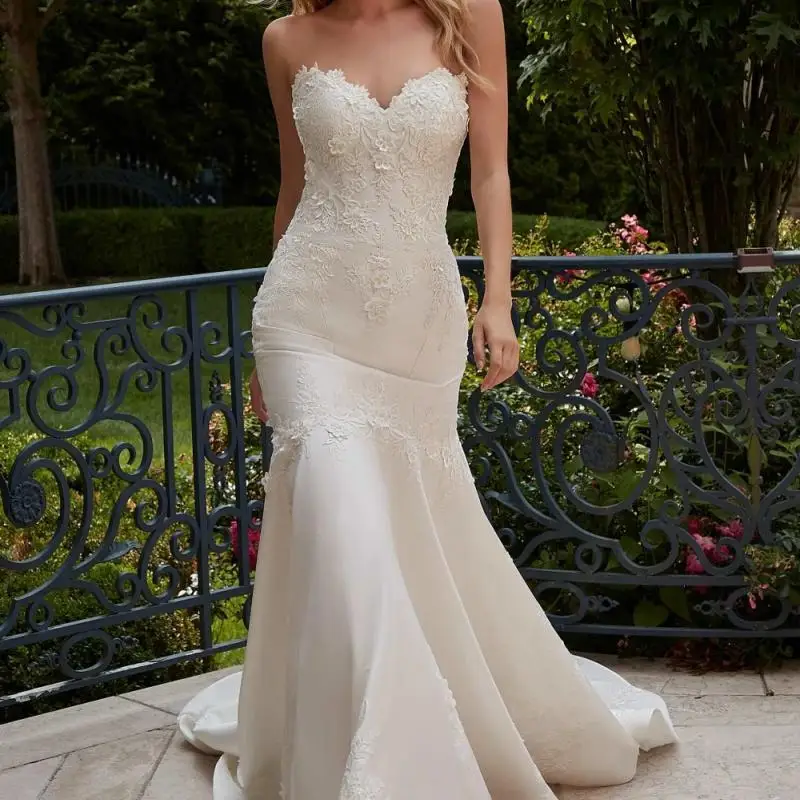 Customized Sweetheart Mermaid Wedding Dress 2025 White Open Back Lace Applique Vintage Bridal Gown Vestido De Novia
Customized Sweetheart Mermaid Wedding Dress 2025 White Open Back Lace Applique Vintage Bridal Gown Vestido De Novia