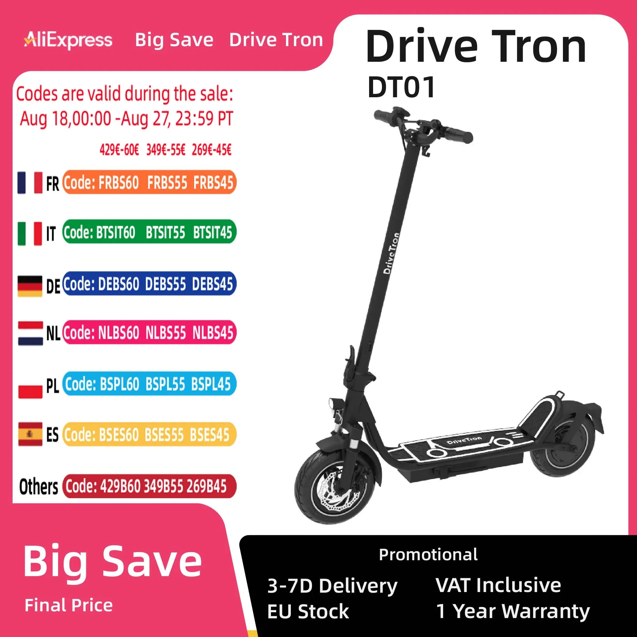 Drive Tron DT01 10-дюймовые бескамерные шины для взрослых, максимальная скорость 30 км/ч, 18,6 миль/ч, 40 км, большой радиус действия, 36 В, 13 Ач, 400 Вт, электрический скутер
Drive Tron DT01 10-дюймовые бескамерные шины для взрослых, максимальная скорость 30 км/ч, 18,6 миль/ч, 40 км, большой радиус действия, 36 В, 13 Ач, 400 Вт, электрический скутер