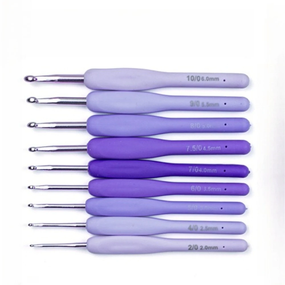 9Pcs Purple Gradient Soft Handle Crochet Hook Hand knitted yarn knitting tool, silicone anti slip handle sweater crochet hook
9Pcs Purple Gradient Soft Handle Crochet Hook Hand knitted yarn knitting tool, silicone anti slip handle sweater crochet hook