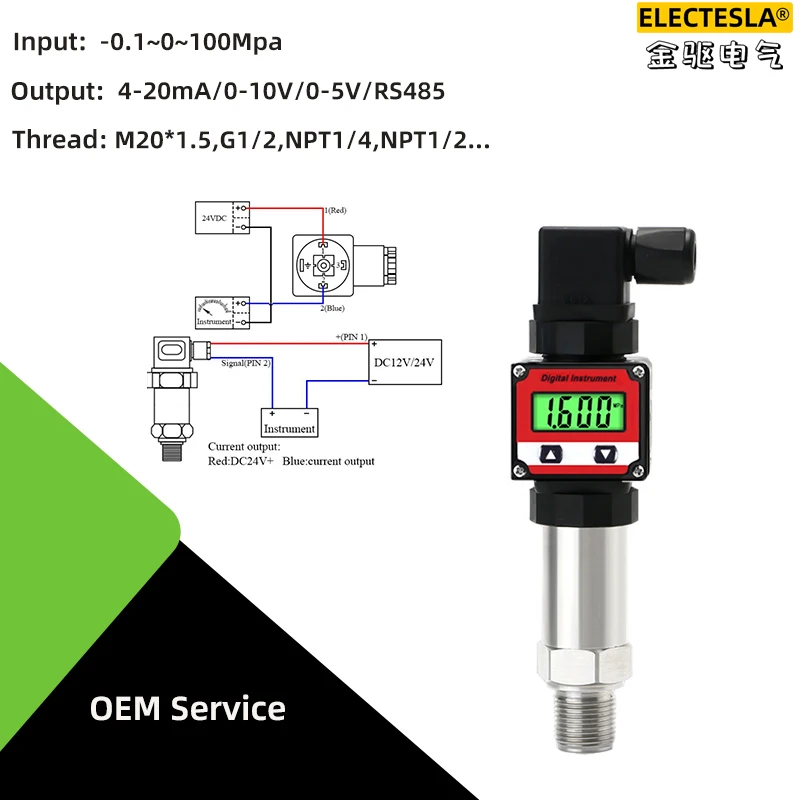 Two Wires Pressure Transmitter 0.1Mpa 1.0Mpa 1.6Mpa 4-20ma Water Oil Gas Pressure Transducer LCD Pressure Sensor
Two Wires Pressure Transmitter 0.1Mpa 1.0Mpa 1.6Mpa 4-20ma Water Oil Gas Pressure Transducer LCD Pressure Sensor
