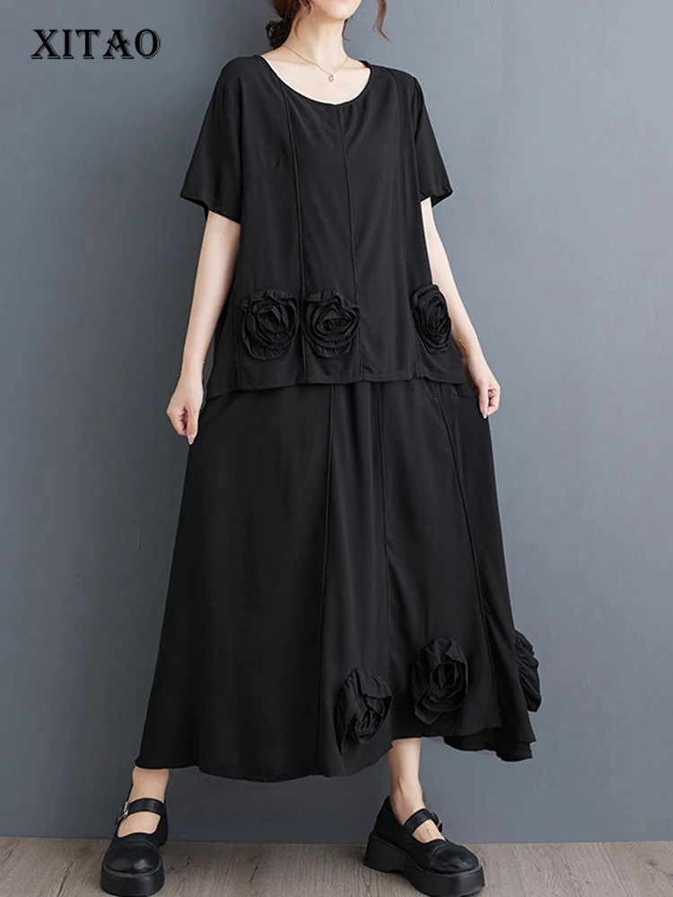 XITAO Floral O-neck Asymmetric Matching Set Casual Solid Color Elastic Waist A-line Short Sleeve Fashion Women Set GYX1573
XITAO Floral O-neck Asymmetric Matching Set Casual Solid Color Elastic Waist A-line Short Sleeve Fashion Women Set GYX1573