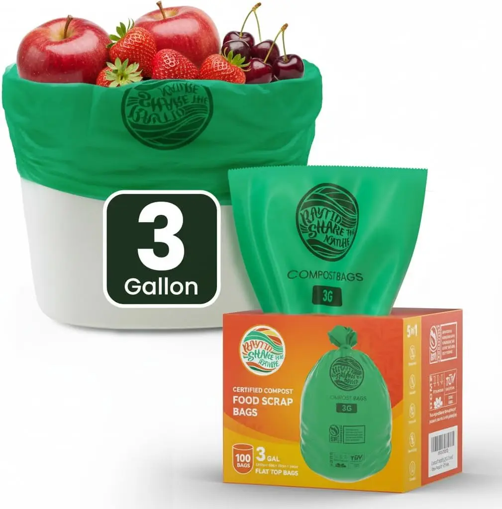 3 Gallon Compost Bags 100 Count for Kitchen Food Scrap Waste, Fit Countertop Bin with Thick 0.72 Mil
3 Gallon Compost Bags 100 Count for Kitchen Food Scrap Waste, Fit Countertop Bin with Thick 0.72 Mil