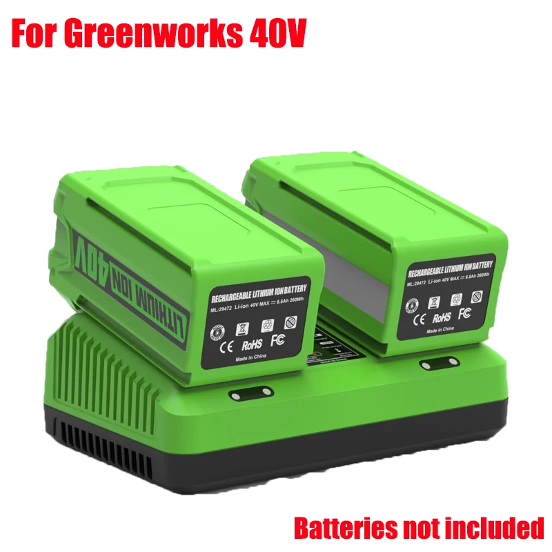 Dual-slot Replacement Charger Lithium Battery Charger Portable Fast Charger Compatible with For Greenworks 40V Lithium Batteries
Dual-slot Replacement Charger Lithium Battery Charger Portable Fast Charger Compatible with For Greenworks 40V Lithium Batteries