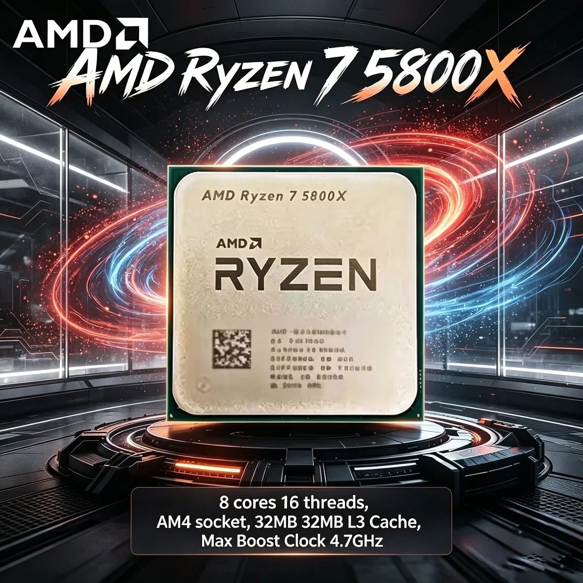 AMD Ryzen 7 5800X R7 5800X Desktop Processor 8-Cores 16-Threads 3.8 GHz CPU Up to 4.7 GHz AM4 Socket 3200 MT/s DDR4 7nm L3= 32 M
AMD Ryzen 7 5800X R7 5800X Desktop Processor 8-Cores 16-Threads 3.8 GHz CPU Up to 4.7 GHz AM4 Socket 3200 MT/s DDR4 7nm L3= 32 M
