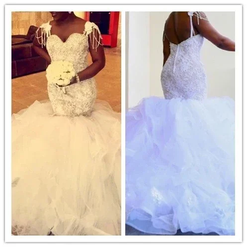 Customized Luxury Mermaid Wedding Dress Court Train South Africa Lace Vintage Vestido De Novia Beaded Sleeve Bridal Dress 2023 W 
Customized Luxury Mermaid Wedding Dress Court Train South Africa Lace Vintage Vestido De Novia Beaded Sleeve Bridal Dress 2023 W