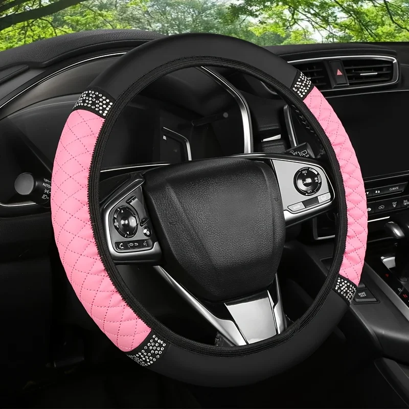 1PC Car steering wheel cover PU leather handle cover, no inner ring, fashionable diamond inlaid handle cover
1PC Car steering wheel cover PU leather handle cover, no inner ring, fashionable diamond inlaid handle cover