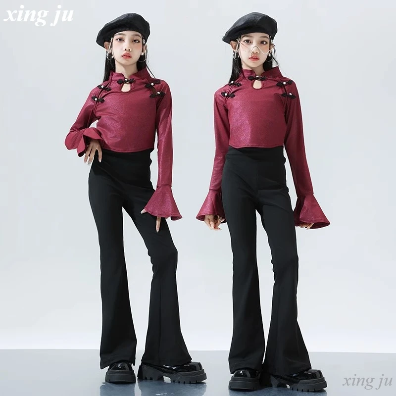 Детский костюм для джазового танца для девочек, топы с длинными рукавами в китайском стиле, модные черные узкие расклешенные брюки, детская одежда в стиле хип-хоп для сценического шоу
Детский костюм для джазового танца для девочек, топы с длинными рукавами в китайском стиле, модные черные узкие расклешенные брюки, детская одежда в стиле хип-хоп для сценического шоу