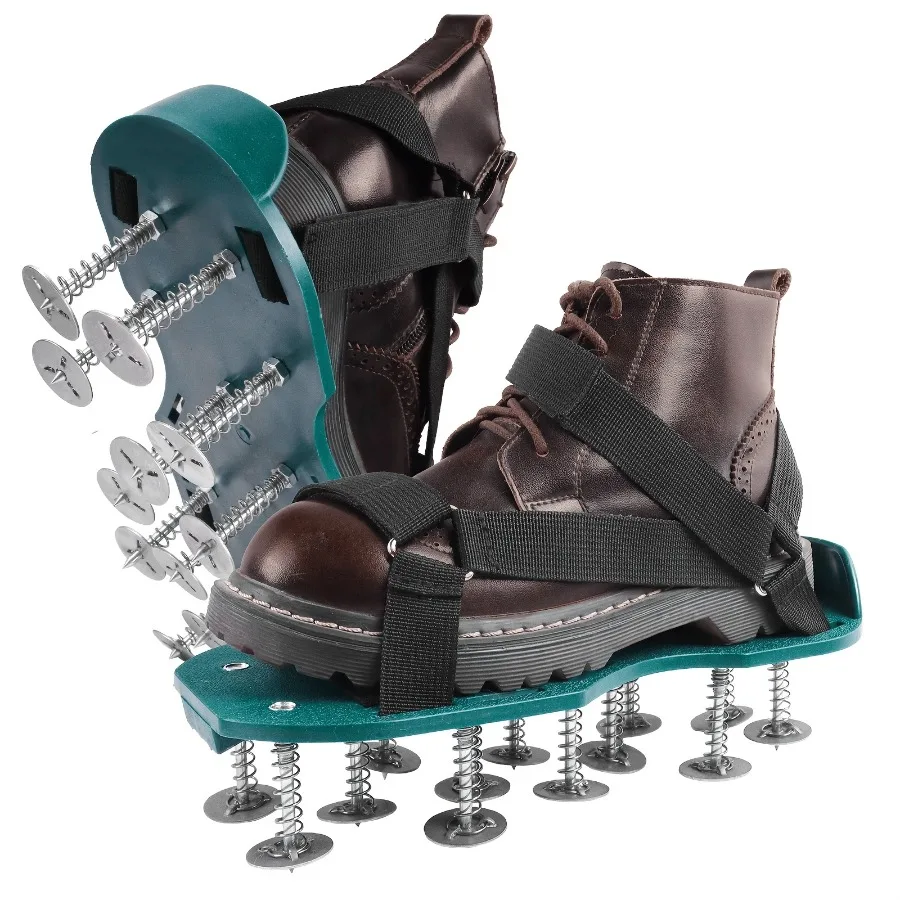 Lawn aeration shoes, plastic, black, adjustable heel straps for US 5-12
Lawn aeration shoes, plastic, black, adjustable heel straps for US 5-12
