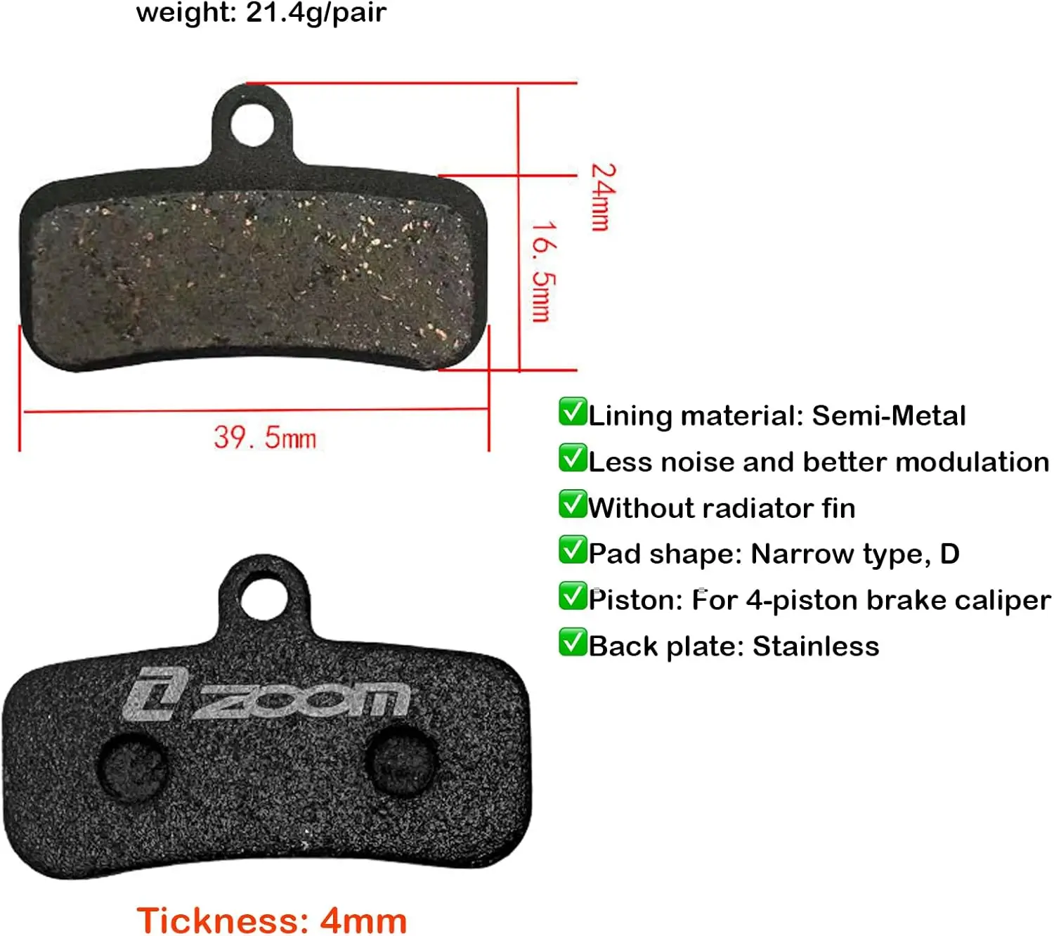 1 пара 4-поршневых гидравлических велосипедных тормозных колодок для ZOOM HB876 SHIMANO D02S XT M9020 M8020 Saint M640 M800 M810 M820 M520 M420 876
1 пара 4-поршневых гидравлических велосипедных тормозных колодок для ZOOM HB876 SHIMANO D02S XT M9020 M8020 Saint M640 M800 M810 M820 M520 M420 876