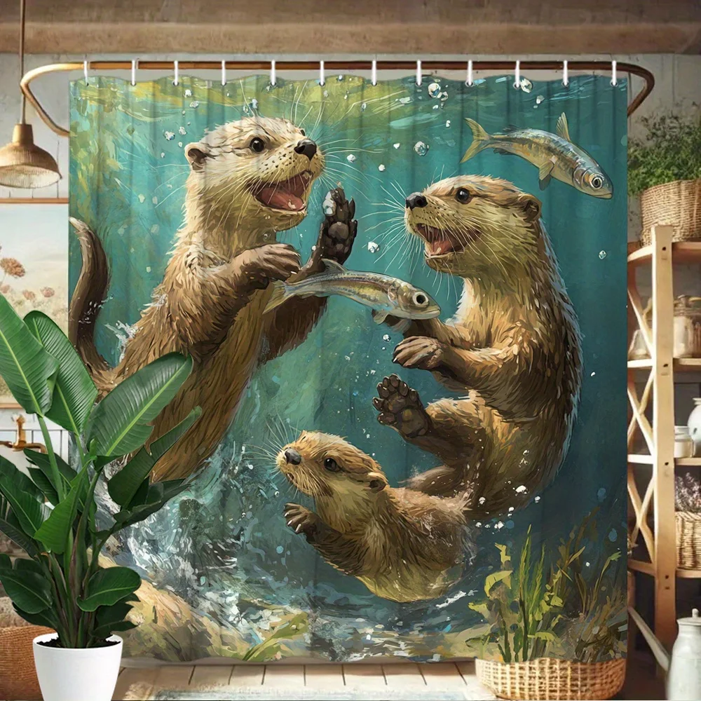 Shower Curtain Otters Underwater Ocean Scene Realistic Print Polyester 70.8x70.8 Inch Machine Washable
Shower Curtain Otters Underwater Ocean Scene Realistic Print Polyester 70.8x70.8 Inch Machine Washable