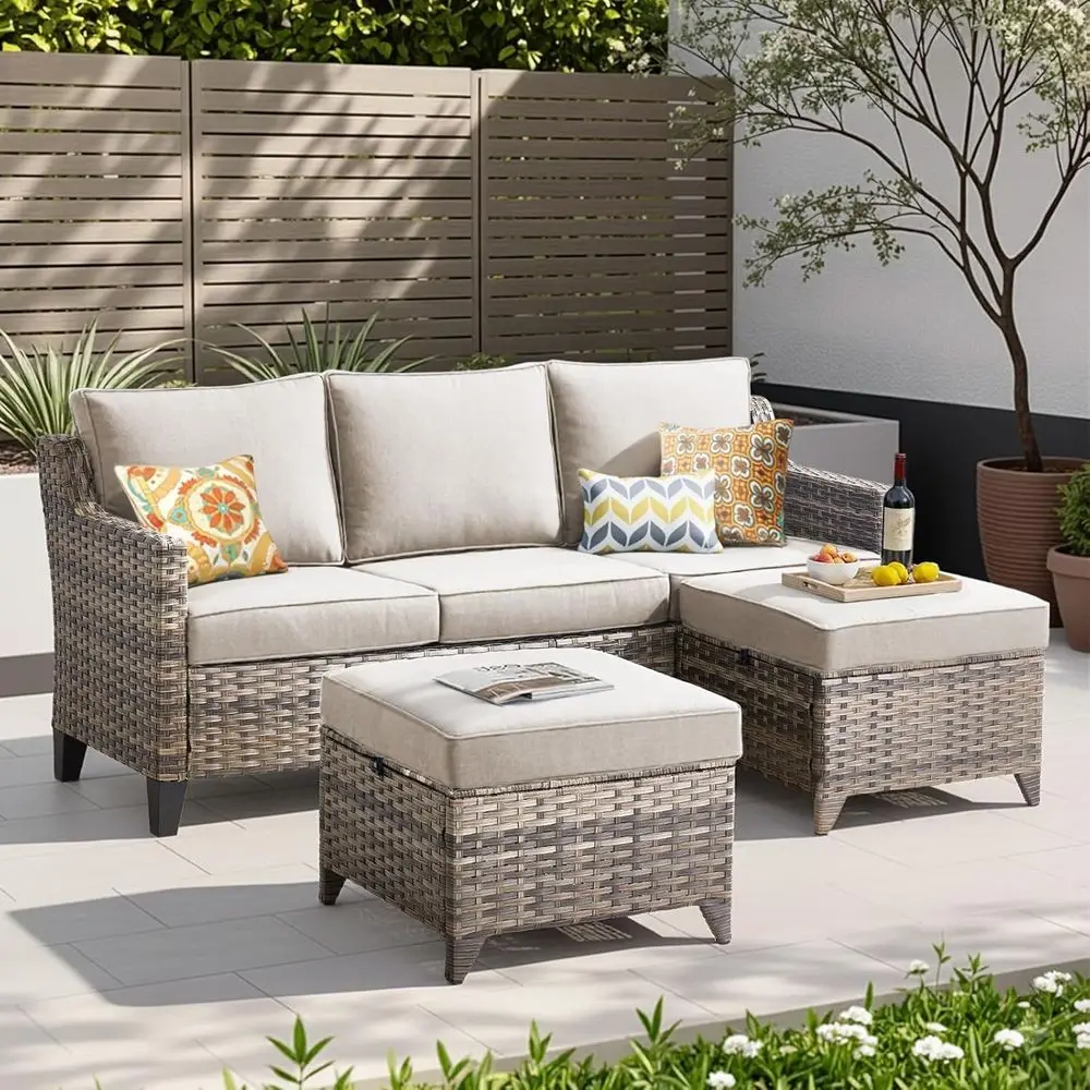Buenhomino 3 Pieces Patio urniture Soa Set-Outdoor Wicker Patio urniture Covered Couch with Multiunctional Ottoman and All-Weath
Buenhomino 3 Pieces Patio urniture Soa Set-Outdoor Wicker Patio urniture Covered Couch with Multiunctional Ottoman and All-Weath