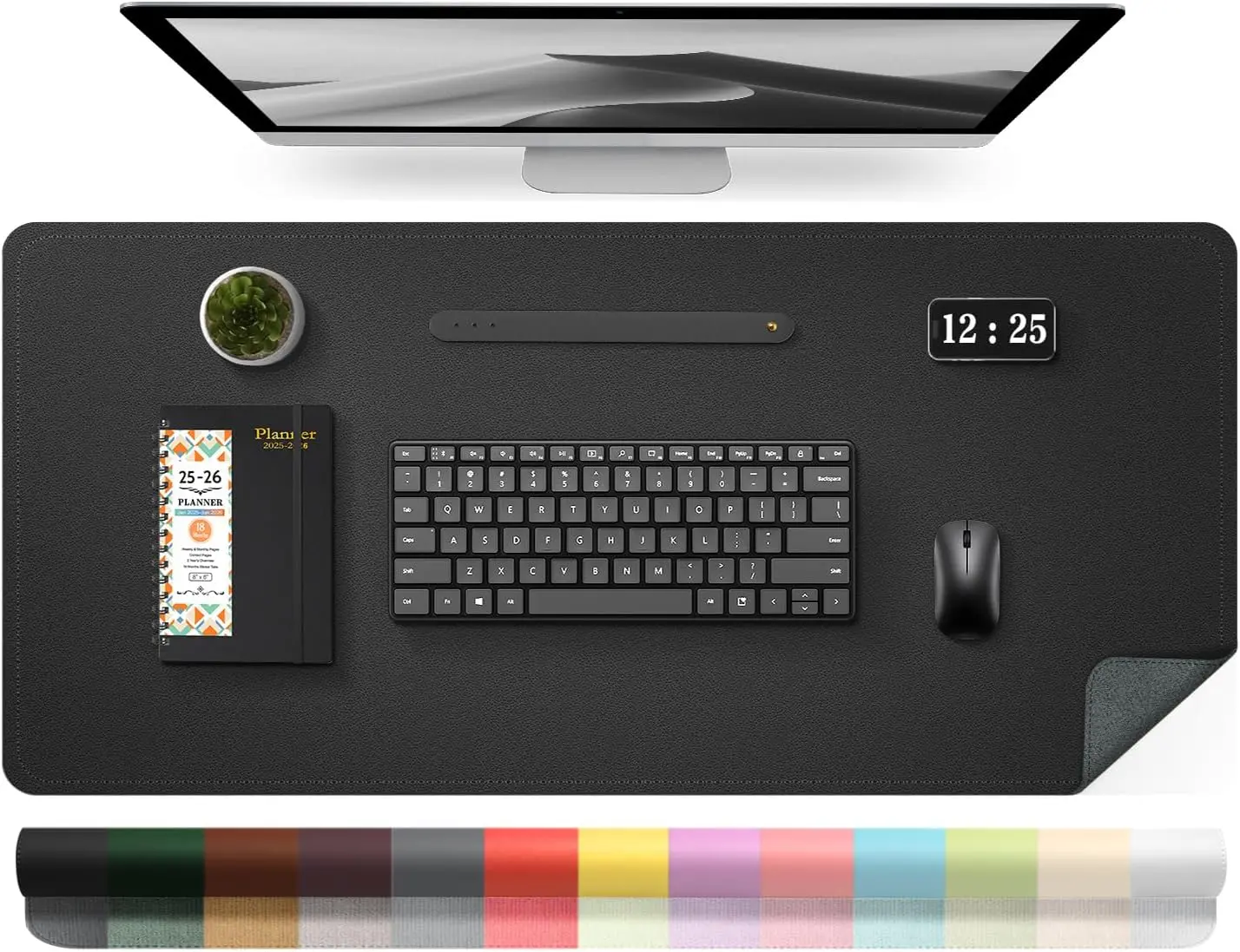 Large Leather Desk Pad Protector 39.4x17in, Non-Slip PU Leather & Suede Base Desk Blotter for Office Home, Black
Large Leather Desk Pad Protector 39.4x17in, Non-Slip PU Leather & Suede Base Desk Blotter for Office Home, Black