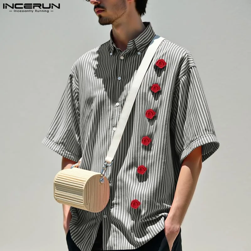 INCERUN Men Shirt Striped Flower Patchwork Lapel Half Sleeve Men Clothing Summer Streetwear Loose Casual Vacation Shirts 2025
INCERUN Men Shirt Striped Flower Patchwork Lapel Half Sleeve Men Clothing Summer Streetwear Loose Casual Vacation Shirts 2025
