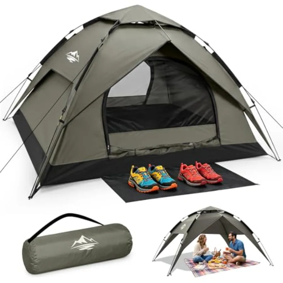 Camping Tent for 2/3/4 Person Instant Pop Up, Automatic 40s Setup, Double-Layer Waterproof Windproof, Rainfly Included, Gray/Bl
Camping Tent for 2/3/4 Person Instant Pop Up, Automatic 40s Setup, Double-Layer Waterproof Windproof, Rainfly Included, Gray/Bl