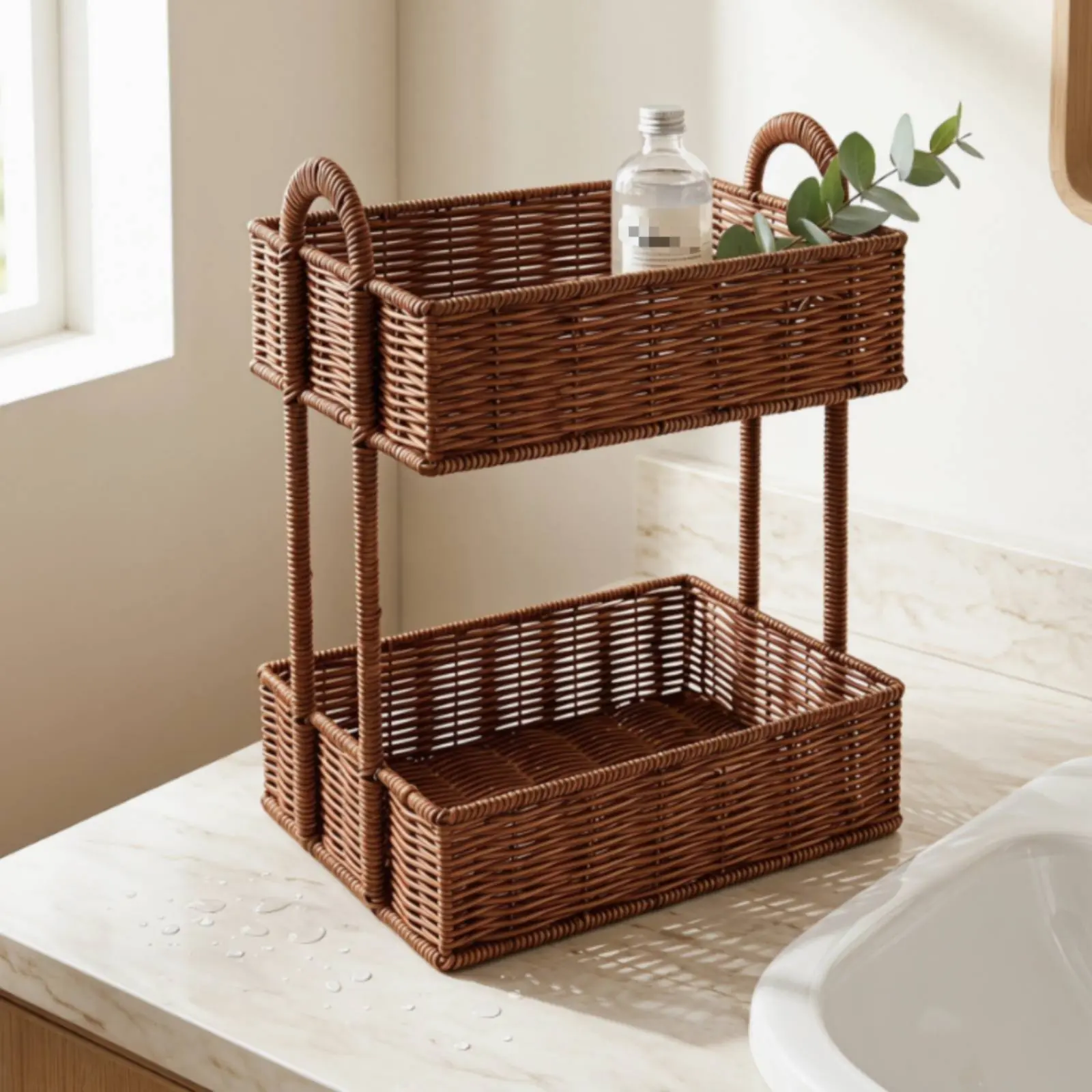 Rattan Hanging Basket Shelf No Drill 2 Tier Bathroom Storage Basket Wall Mounted Storage Rack Waterproof Boho Decor for Balcony
Rattan Hanging Basket Shelf No Drill 2 Tier Bathroom Storage Basket Wall Mounted Storage Rack Waterproof Boho Decor for Balcony