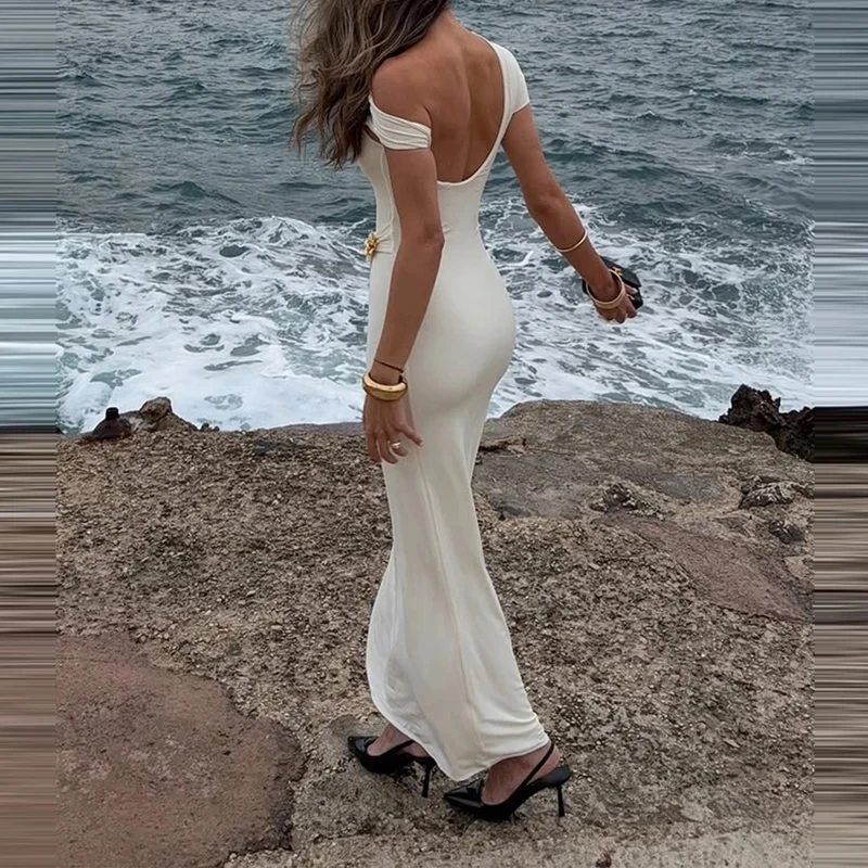 Fashion Solid Color Shawl Sleeve Party Dress Elegant Lady Beach Vacation Dress Temperament Slash Collar Hollow Out Bodycon Dress
Fashion Solid Color Shawl Sleeve Party Dress Elegant Lady Beach Vacation Dress Temperament Slash Collar Hollow Out Bodycon Dress