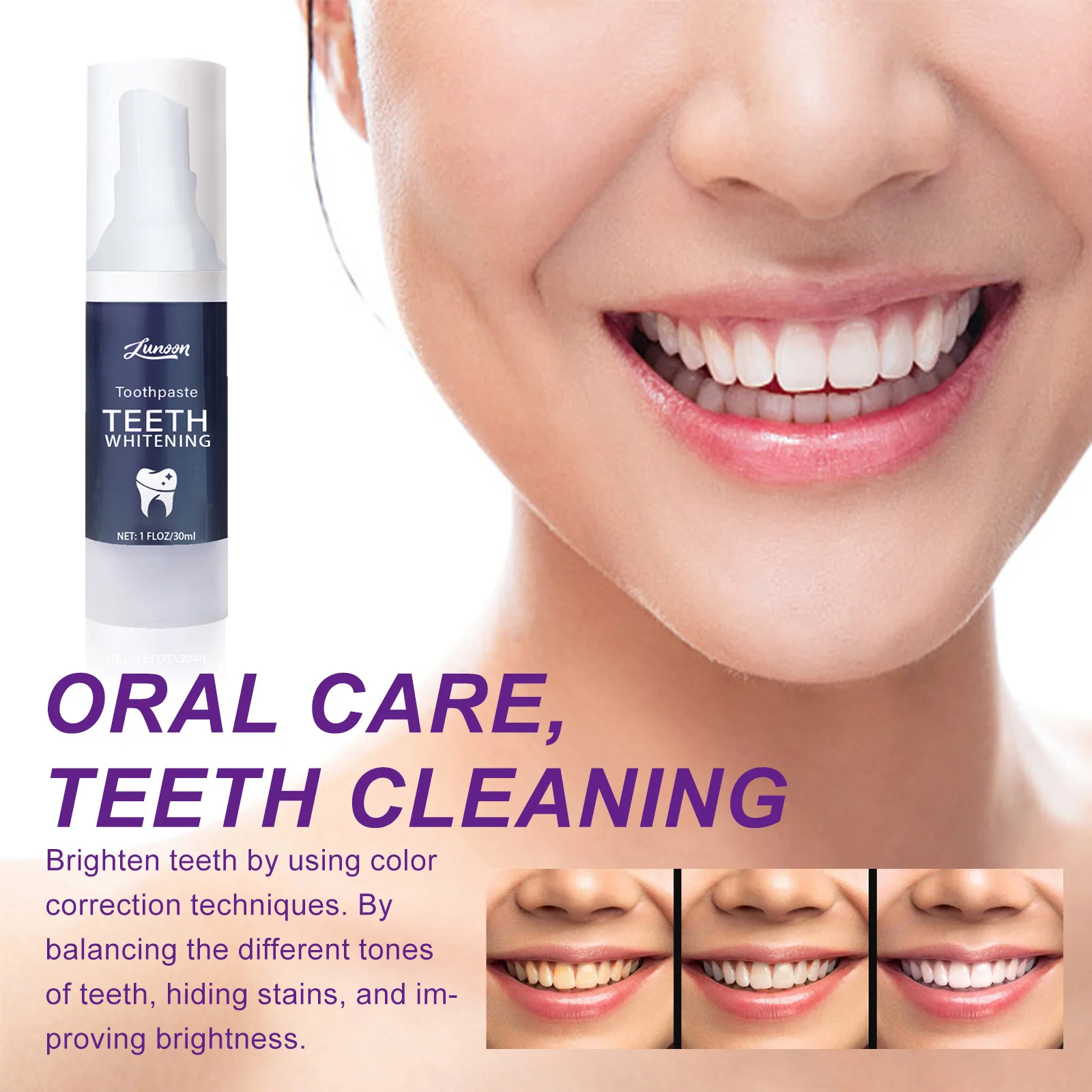 LUNOON 30ml Teeth Whitening Toothpaste Stain Removal for Coffee/Wine/Smoking Oral Breath Fresh Care Toothpaste 
LUNOON 30ml Teeth Whitening Toothpaste Stain Removal for Coffee/Wine/Smoking Oral Breath Fresh Care Toothpaste