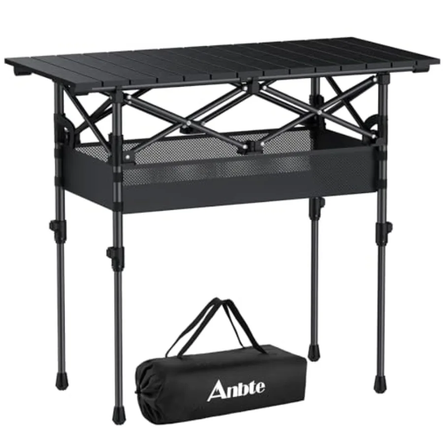 Camping table for outdoor BBQ, picnic, tailgating, backyard, RV, and travel; aluminum; pure black; 3ft roll-top, 27.5 max heigh
Camping table for outdoor BBQ, picnic, tailgating, backyard, RV, and travel; aluminum; pure black; 3ft roll-top, 27.5 max heigh