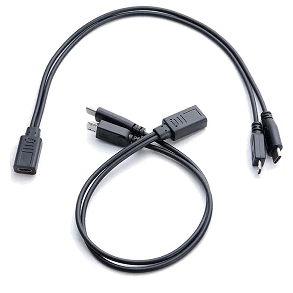 Hot Type-C to Type-C Micro 5P Female to 2 Male Y Splitter Charging Extension Cable
Hot Type-C to Type-C Micro 5P Female to 2 Male Y Splitter Charging Extension Cable