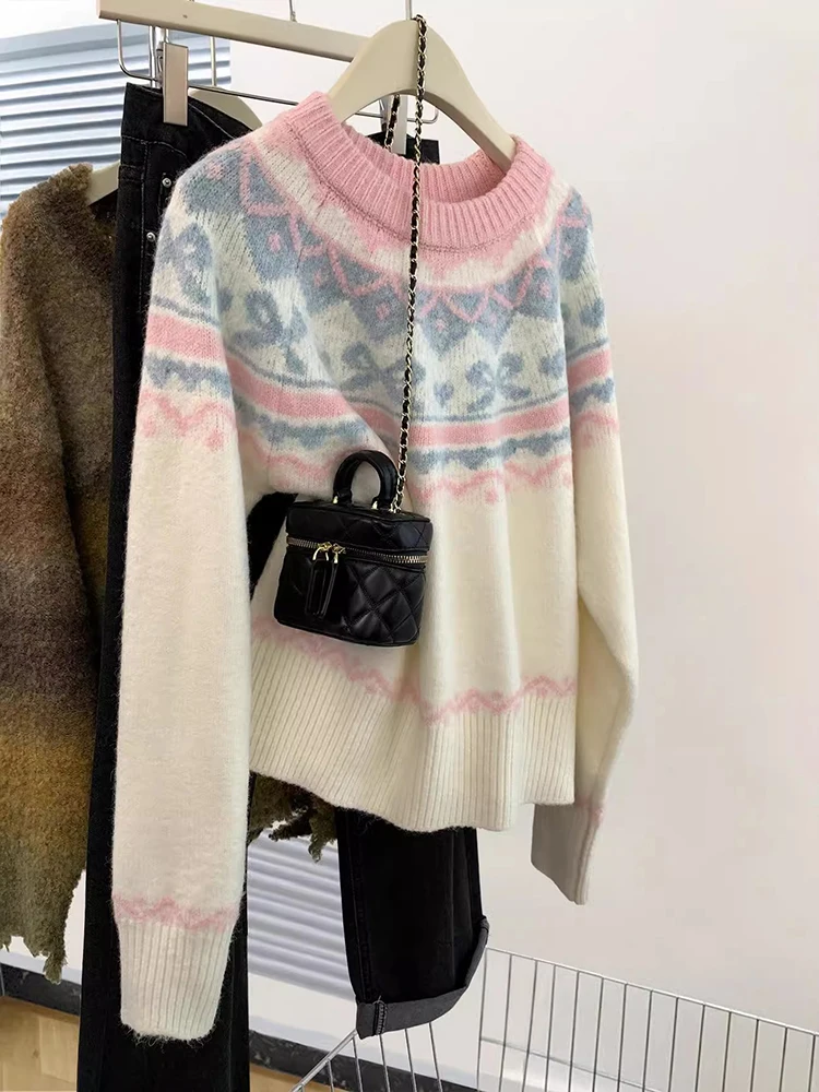 Retro Knitted Sweater For Women Autumn Winter New Lazy Style Long Sleeve Round Neck Sweater Loose Casual Sweater Pullovers Tops
Retro Knitted Sweater For Women Autumn Winter New Lazy Style Long Sleeve Round Neck Sweater Loose Casual Sweater Pullovers Tops
