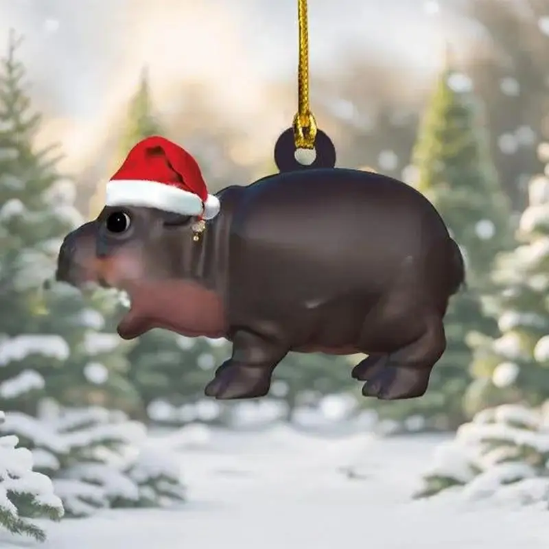 Cute Hippo With Santa Hats Christmas Ornament Home Xmas Tree Hanging Pendant 2D Acrylic Decorations Funny Party Favors
Cute Hippo With Santa Hats Christmas Ornament Home Xmas Tree Hanging Pendant 2D Acrylic Decorations Funny Party Favors