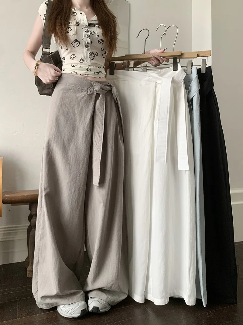 High Waist Loose Casual Pants Wide Leg Floor Length Belted Pure Color Women's Early Spring Versatile Straight Cut Trousers
High Waist Loose Casual Pants Wide Leg Floor Length Belted Pure Color Women's Early Spring Versatile Straight Cut Trousers