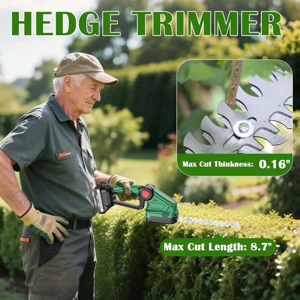 Hedge Trimmer Cordless with Battery and Charger, 2-in-1 Electric Grass Weed Trimmer Bush Shrub Shears, Small Lightweight
Hedge Trimmer Cordless with Battery and Charger, 2-in-1 Electric Grass Weed Trimmer Bush Shrub Shears, Small Lightweight