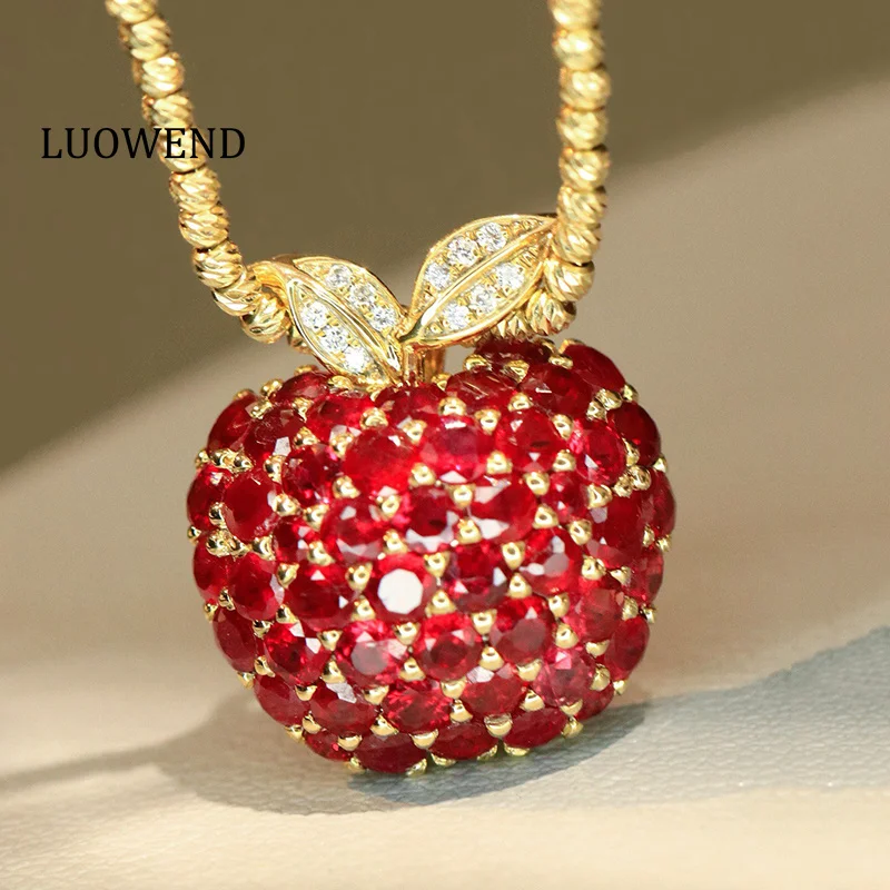 LUOWEND 100% 18K Yellow Gold Pendant Elegant Apple Shape Shiny Diamond Natural Ruby Necklace Pendant for Women Fine Jewelry
LUOWEND 100% 18K Yellow Gold Pendant Elegant Apple Shape Shiny Diamond Natural Ruby Necklace Pendant for Women Fine Jewelry